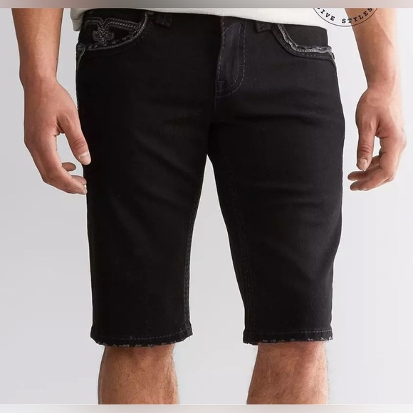 NWT Rock Revival Elios Men’s Black Shorts Size 42/ 14 1/2” inseam - Picture 2 of 9